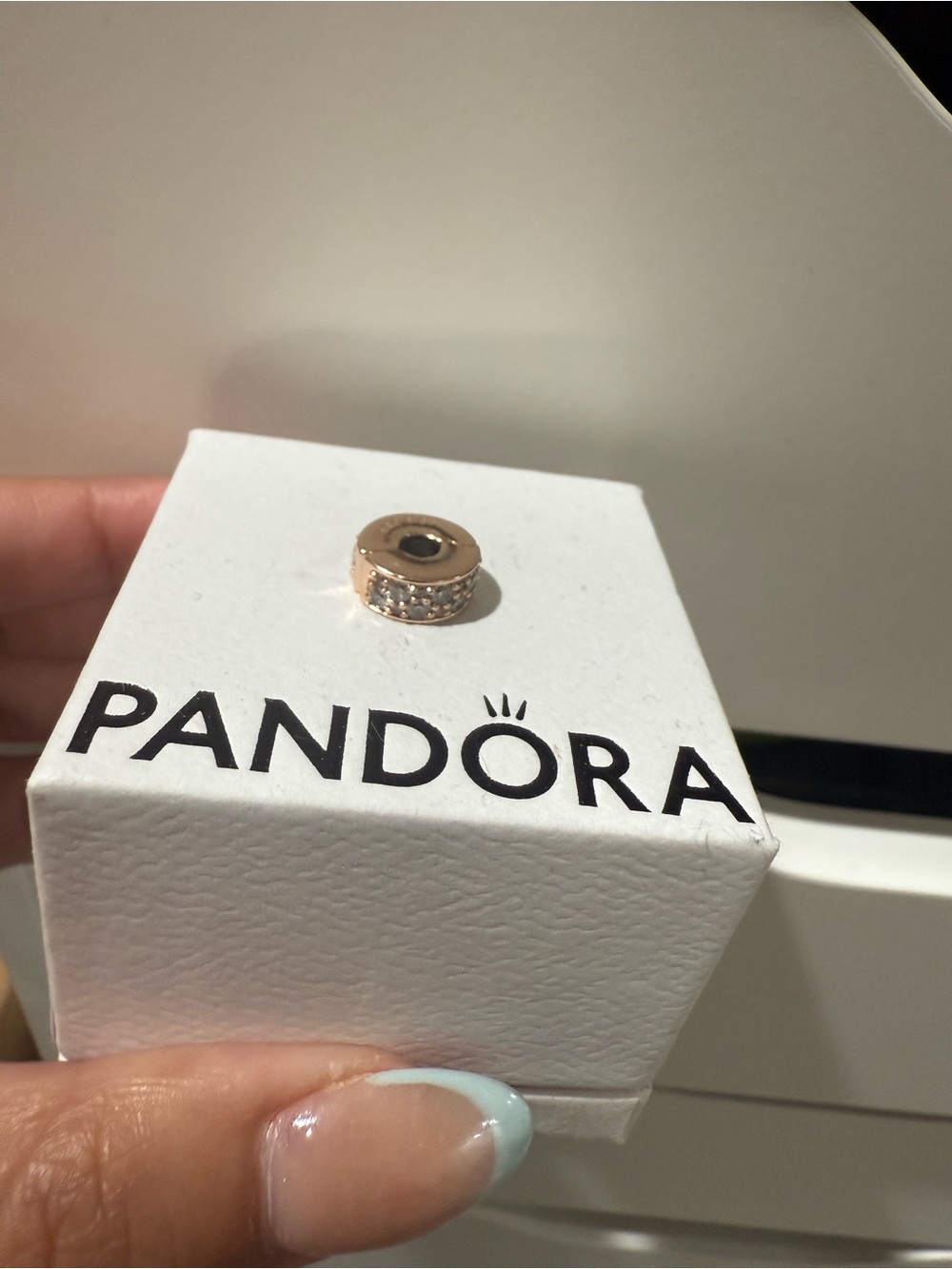 Pandora Rose Gold Pavé Spacer Charm with Clear Stones